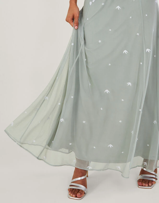 MONSOON Eugiene Embroidered Maxi Dress Green 6 MONSOON Eugiene Embroidered Maxi Dress Green - Image 4