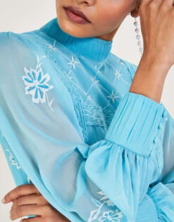 MONSOON Maddie Embroidered Maxi Dress In Recycled Polyester Blue -Amour Fashion 25 54085089 5