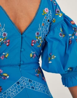 MONSOON Tina Embroidered Knee-Length Dress Blue -Amour Fashion 25 54086802 4