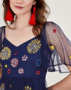 MONSOON Fernada Embellished Dress Blue -Amour Fashion 25 54088061 4