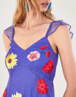 MONSOON Micaela Floral Embellished Midi Dress Blue -Amour Fashion 25 54088102 4