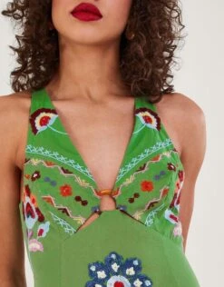 MONSOON Shirley Ring Detail Embellished Maxi Dress Green -Amour Fashion 25 54088307 4