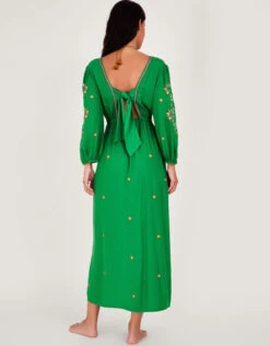 MONSOON Embroidered Maxi Kaftan Dress In LENZING™ ECOVERO™ Green -Amour Fashion 25 54150207 4