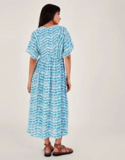 MONSOON Tie Dye Print Shirred Bodice Kaftan Dress Blue -Amour Fashion 25 54150802 4