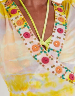 MONSOON Premium Tie Dye Maxi Kaftan Dress Yellow 14 MONSOON Premium Tie Dye Maxi Kaftan Dress Yellow -Amour Fashion 25 54153814 4