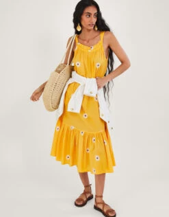 MONSOON Sunflower Embroidered Halter Midi Dress Yellow -Amour Fashion 25 54154714 4