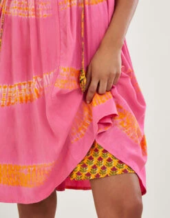 MONSOON Bandhani Dye Print Contrast Lining Dress In LENZING™ ECOVERO™ Orange -Amour Fashion 25 54281634 4