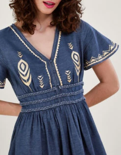 MONSOON Peacock Feather Dress Blue -Amour Fashion 25 54282839 4