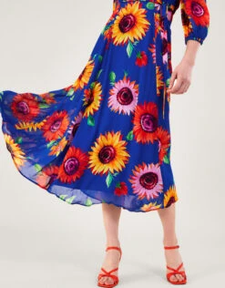 MONSOON Francesca Floral Print Wrap Dress In Sustainable Viscose Blue -Amour Fashion 25 54286132 4