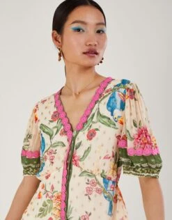 MONSOON Uma Metallic Floral Print Maxi Dress Ivory -Amour Fashion 25 54288246 4