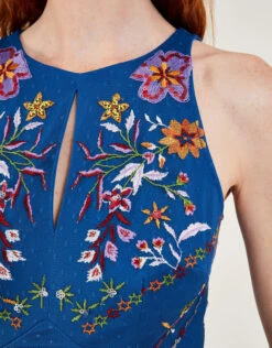 MONSOON Theodora Embroidered Maxi Dress In Recycled Polyester Blue -Amour Fashion 25 54291202 4