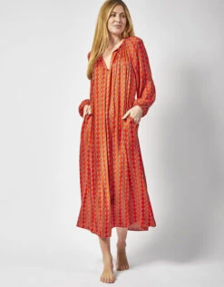 DEEBA Oozie Print Dress Orange -Amour Fashion 25 54292515 5