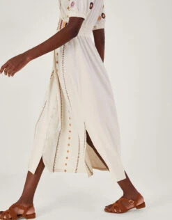 MONSOON Crochet Trim Midi Dress In Linen Blend Natural -Amour Fashion 25 54294660 4