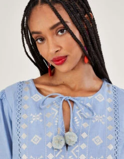 MONSOON Embroidered Tiered Dress Blue -Amour Fashion 25 54298102 4