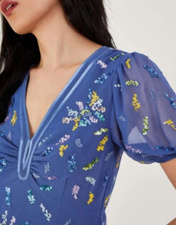 MONSOON Zena Sequin Tea Dress In Recycled Polyester Blue -Amour Fashion 25 64018502 4