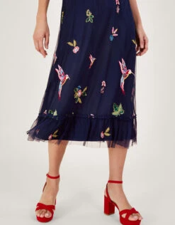 MONSOON Helena Embellished Tea Dress In Recycled Polyester Blue -Amour Fashion 25 64019861 4