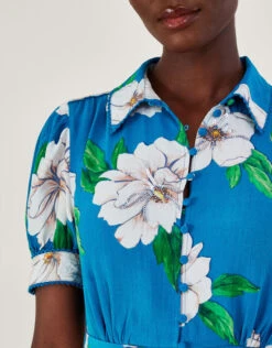 MONSOON Milana Embellished Shirt Dress In Sustainable Viscose Blue -Amour Fashion 25 64019902 4