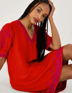 MONSOON Chrissy Embroidered Tunic Dress Orange -Amour Fashion 25 64054315 4