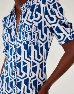 MONSOON Rizzoli Geometric Print Shirt Dress Blue 10 MONSOON Rizzoli Geometric Print Shirt Dress Blue -Amour Fashion 25 64072532 4