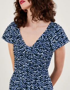 MONSOON Gio Print Shirred Dress Black -Amour Fashion 25 64074801 4