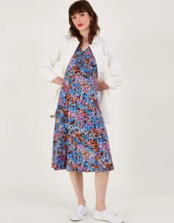 MONSOON Twist Detail Ditsy Print Jersey Dress Blue 10 MONSOON Twist Detail Ditsy Print Jersey Dress Blue -Amour Fashion 25 64159761 4