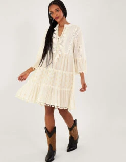 MONSOON Metallic Tassel Kaftan Dress Ivory -Amour Fashion 25 64181146 4