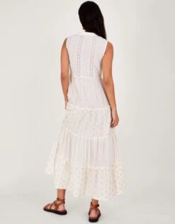 MONSOON Metallic Maxi Kaftan Dress Ivory -Amour Fashion 25 64181346 4