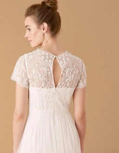 MONSOON Olive Floral Embellished Tulle Bridal Dress Ivory -Amour Fashion 25 84012446 5