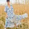 MONSOON Roxanna Floral Tiered Maxi Dress Blue