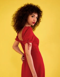 MONSOON Button Plain Jersey Midi Dress Red