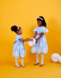 MONSOON Mallory Embroidered Dress Blue