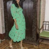 MONSOON Simone Button Through Embroidered Dress In Recycled Polyester Green -Amour Fashion 51 54087407 6