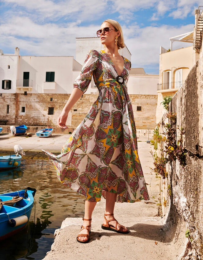 MONSOON Paisley Scarf Print Maxi Dress In Sustainable Cotton Multi 3 MONSOON Paisley Scarf Print Maxi Dress In Sustainable Cotton Multi