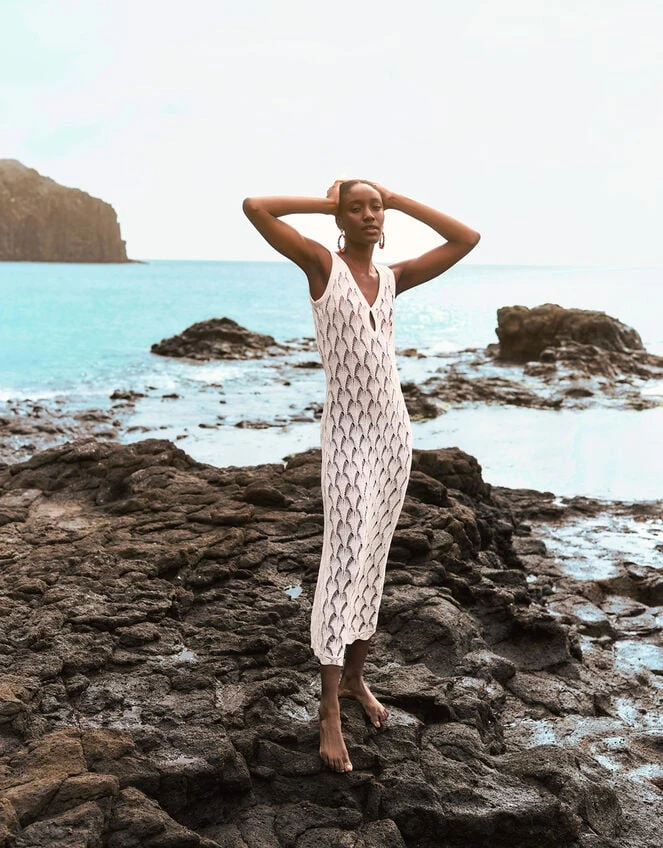 MONSOON Pointelle Stitch Beach Midi Dress Ivory 3 MONSOON Pointelle Stitch Beach Midi Dress Ivory