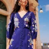 MONSOON Olla Floral Embroidered Tea Dress In Sustainable Viscose Blue -Amour Fashion 51 64043902 7